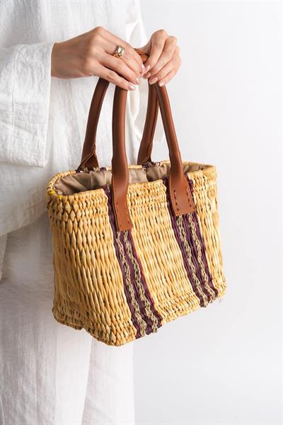 Mubiano Collection Kadın Küçük Boy Hasır Çanta Mor -MCPL200-MR