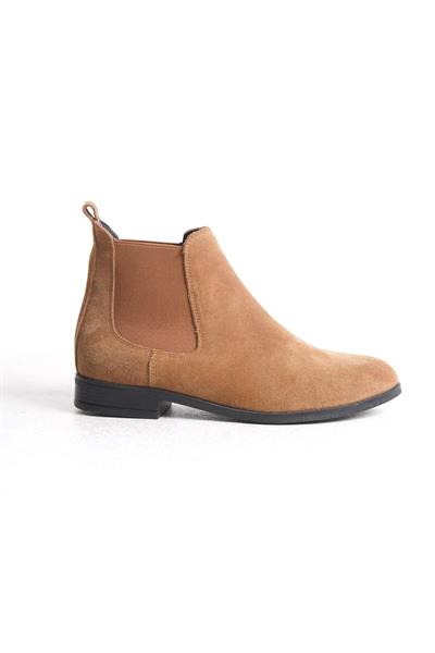 Mubiano Hakiki Deri Collection Kadın Lastik Detaylı Kısa Süet Bot&Bootie Taba - MCSDT036 - TB