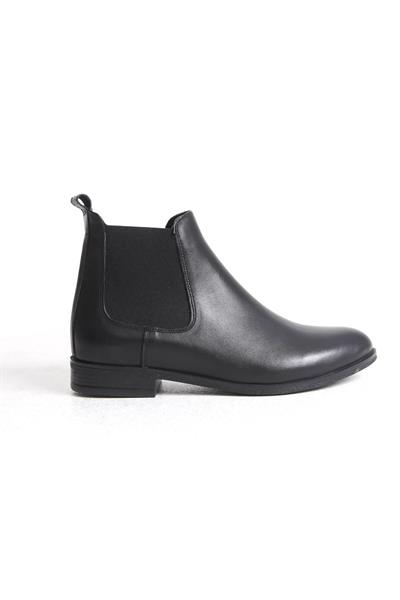 Mubiano Hakiki Deri Collection Kadın Lastik Detaylı Kısa Bot&Bootie Siyah - MCSDT036 - S