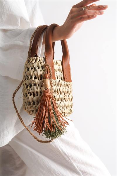 Mubiano Collection Kadın Mini Boy Dikdörtgen Form Hasır Çanta -MCPL070-N