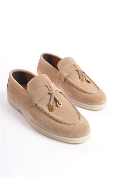 Mubiano Hakiki Deri Collection Kadın Süet Loafer & Babet Sahra -MCKRY1410-SH