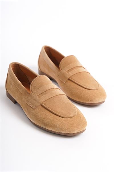 Mubiano Hakiki Deri Collection Kadın Süet Loafer & Babet Nude -MCMNG2103-N