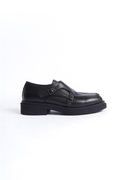 Mubiano Hakiki Deri Collection Kadın Toka Detaylı Floter Loafer Siyah - MCRGN7000 - S