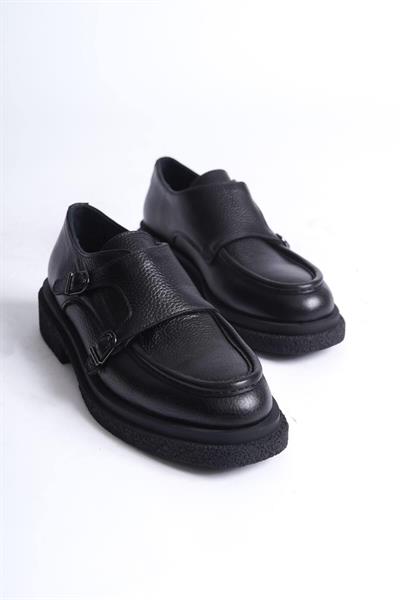 Mubiano Hakiki Deri Collection Kadın Toka Detaylı Floter Loafer Siyah - MCRGN7000 - S