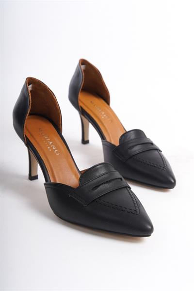 Mubiano Hakiki Deri Collection Kadın Topuklu Stiletto & Ayakkabı Siyah -MCALM132-S
