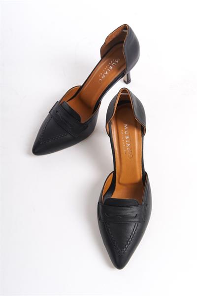 Mubiano Hakiki Deri Collection Kadın Topuklu Stiletto & Ayakkabı Siyah -MCALM132-S