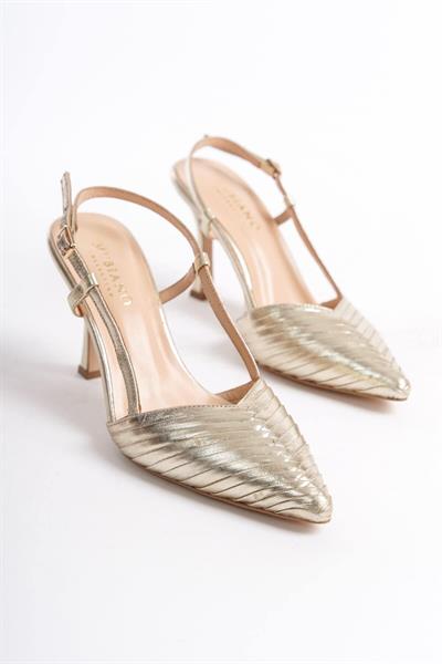 Mubiano Hakiki Deri Collection Kadın Topuklu Stiletto & Ayakkabı Dore -MCBRG5738-DR