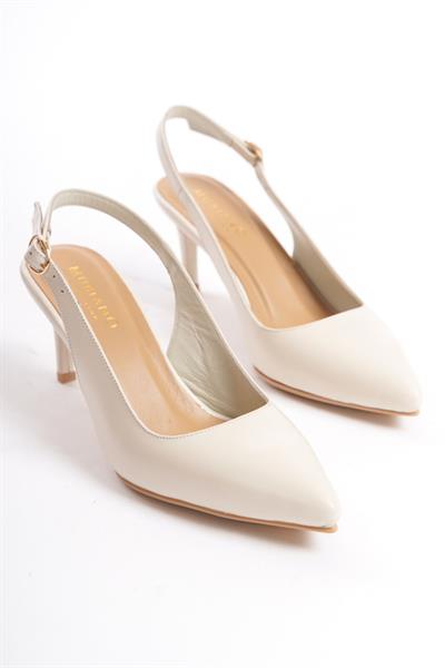 Mubiano Hakiki Deri Collection Kadın Topuklu Stiletto & Ayakkabı Bej -MCRGN80124-BJ