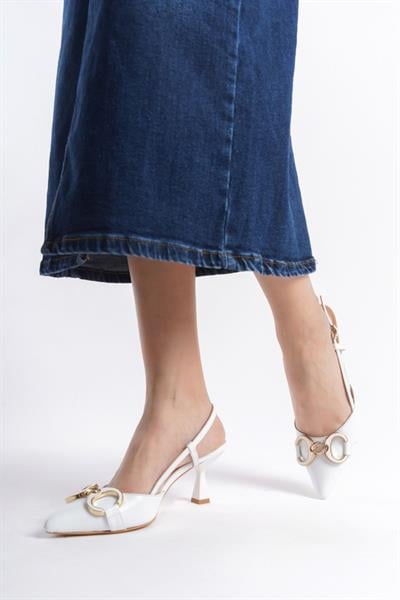 Mubiano Hakiki Deri Collection Kadın Topuklu Stiletto & Ayakkabı Beyaz -MCBRG5793-B