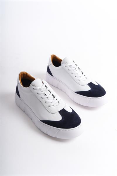 Mubiano Hakiki Deri Erkek Spor Ayakkabı & Sneaker Lacivert/Beyaz -MBKRY506-LCVB
