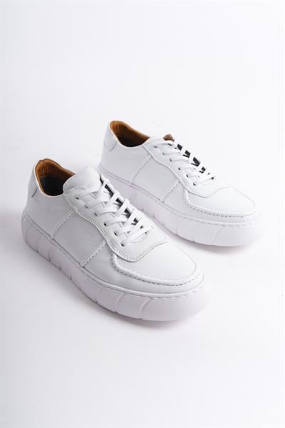 Mubiano Hakiki Deri Erkek Spor Ayakkabı & Sneaker Beyaz -MBKRY650-B