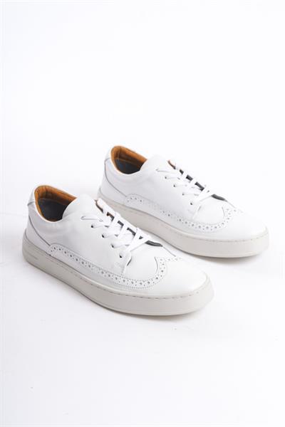 Mubiano Hakiki Deri Erkek Spor Ayakkabı & Sneaker Beyaz-MBKRY013-B