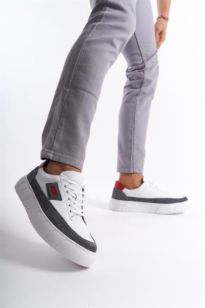 Mubiano Hakiki Deri Erkek Spor Ayakkabı & Sneaker Gri -MBKRYD203-GR