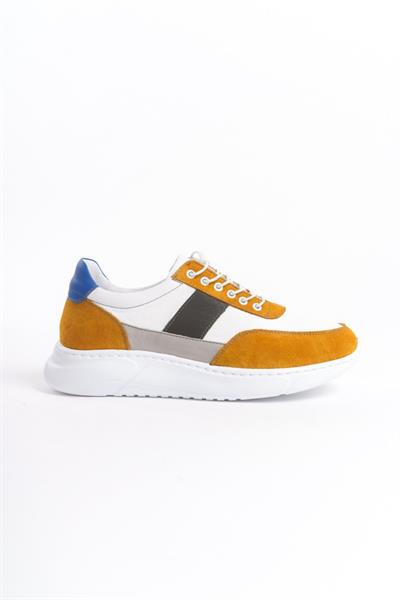 Mubiano Hakiki Deri Erkek Spor Ayakkabı & Sneaker Camel/Beyaz -MBKNT-CMLB