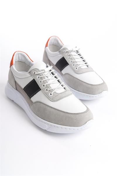 Mubiano Hakiki Deri Erkek Spor Ayakkabı & Sneaker Gri/Beyaz -MBKNT-GRB