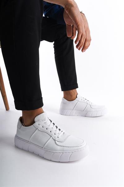 Mubiano Hakiki Deri Erkek Spor Ayakkabı & Sneaker Beyaz -MBKRY650-B