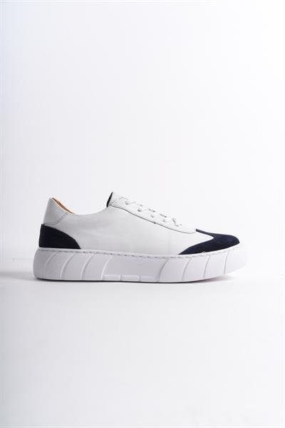 Mubiano Hakiki Deri Erkek Spor Ayakkabı & Sneaker Lacivert/Beyaz -MBKRY506-LCVB