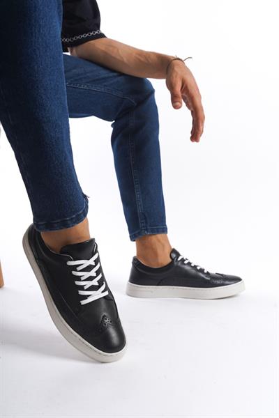 Mubiano Hakiki Deri Erkek Spor Ayakkabı & Sneaker Siyah-MBKRY013-S