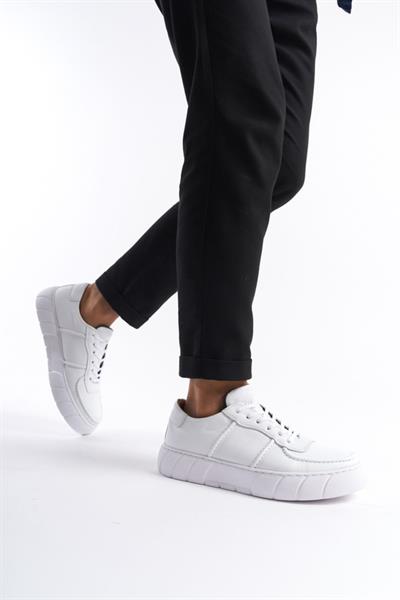 Mubiano Hakiki Deri Erkek Spor Ayakkabı & Sneaker Beyaz -MBKRY650-B