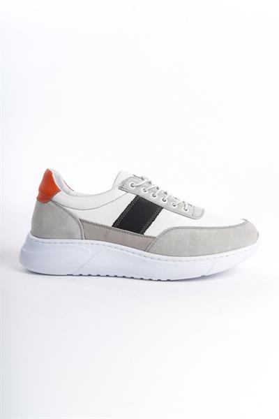 Mubiano Hakiki Deri Erkek Spor Ayakkabı & Sneaker Gri/Beyaz -MBKNT-GRB