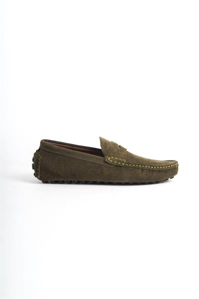 Mubiano Hakiki Deri Erkek Süet Haki Loafer -MSSR1277-HK