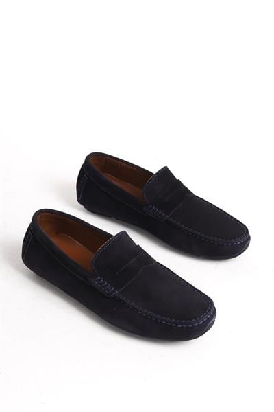 Mubiano Erkek Hakiki Deri Süet Lacivert Loafer -MBMST2424-LCV