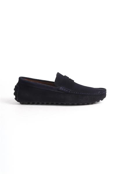 Mubiano Hakiki Deri Erkek Süet Lacivert Loafer -MSSR1277-LCV