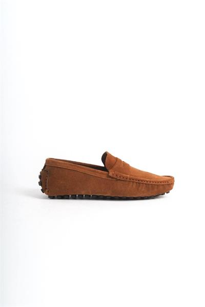 Mubiano Hakiki Deri Erkek Süet Taba Loafer -MSSR1277-TB