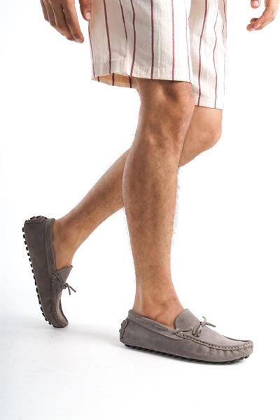 Mubiano Hakiki Deri Erkek Süet Vizon Bağcık Detay Loafer -MSSR1273-VZ