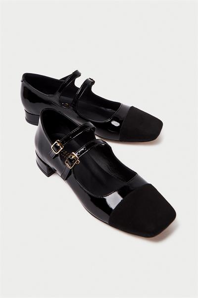 Mubiano Hakiki Deri Collection Kadın Düz Rugan Babet Siyah - MCSR1008 - S