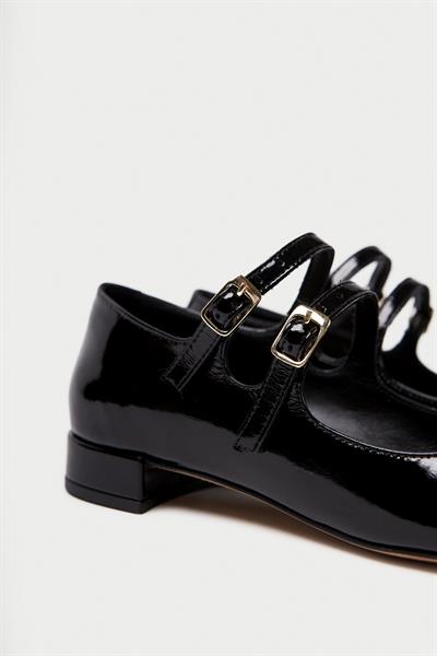 Mubiano Hakiki Deri Collection Kadın Düz Rugan Babet Siyah - MCSR1008 - S