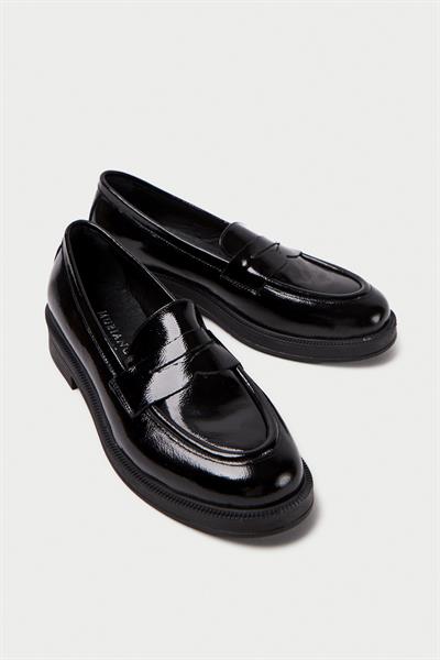 Mubiano Hakiki Deri Collection Kadın Rugan Babet Siyah -MCSDD025 - S