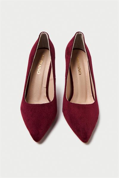 Mubiano Hakiki Deri MB970-BRD Kadın İnce 9 cm Topuklu Bordo Süet Stiletto & Topuklu Ayakkabı