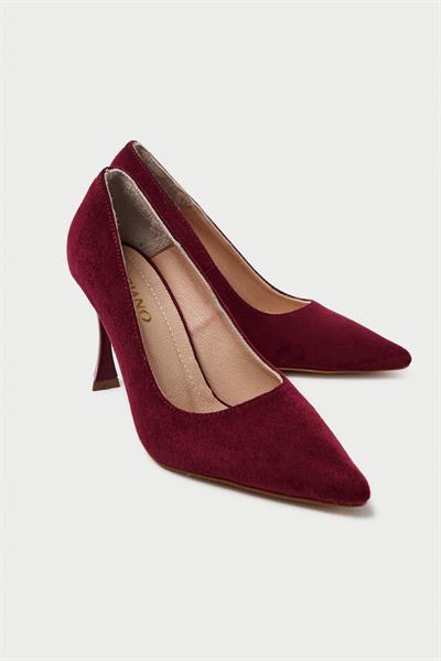 Mubiano Hakiki Deri MB970-BRD Kadın İnce 9 cm Topuklu Bordo Süet Stiletto & Topuklu Ayakkabı