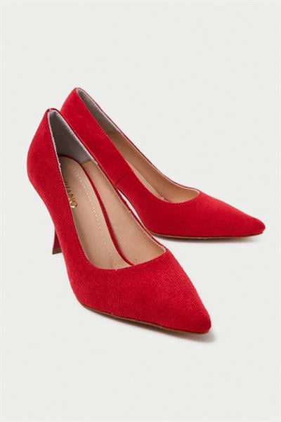 Mubiano Hakiki Deri MB970-KR Kadın İnce 9 cm Topuklu Kırmızı Süet Stiletto & Topuklu Ayakkabı