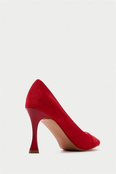 Mubiano Hakiki Deri MB970-KR Kadın İnce 9 cm Topuklu Kırmızı Süet Stiletto & Topuklu Ayakkabı