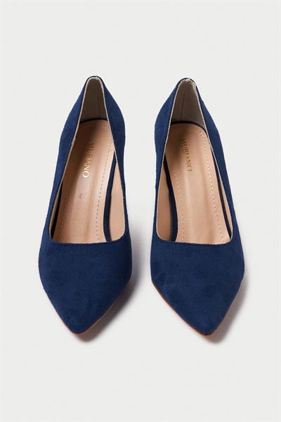 Mubiano Hakiki Deri MB970-LCV Kadın İnce 9 cm Topuklu Lacivert Süet Stiletto & Topuklu Ayakkabı