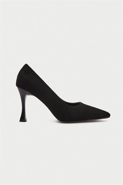 Mubiano Hakiki Deri MB970-S Kadın İnce 9 cm Topuklu Siyah Süet Stiletto & Topuklu Ayakkabı