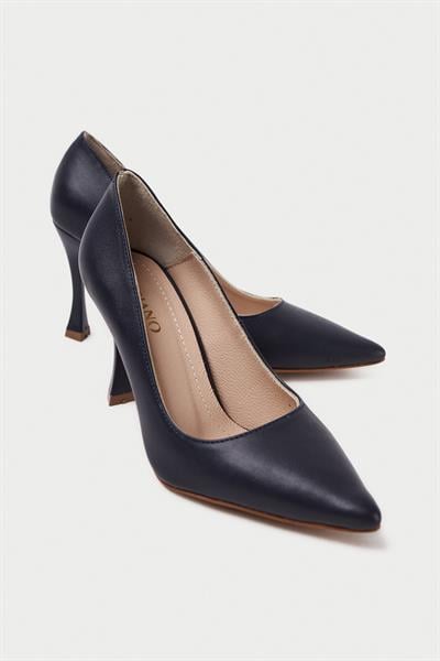 Mubiano Hakiki Deri MB971-LCV Kadın İnce 9 cm Topuklu Lacivert Stiletto & Topuklu Ayakkabı