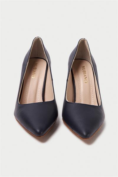 Mubiano Hakiki Deri MB971-LCV Kadın İnce 9 cm Topuklu Lacivert Stiletto & Topuklu Ayakkabı