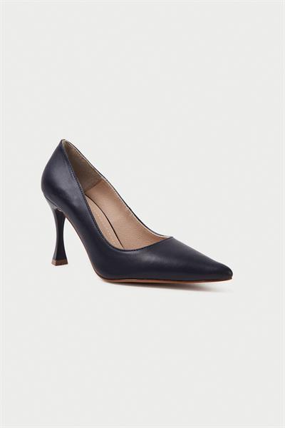 Mubiano Hakiki Deri MB971-LCV Kadın İnce 9 cm Topuklu Lacivert Stiletto & Topuklu Ayakkabı