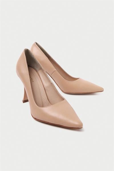 Mubiano Hakiki Deri MB971-N Kadın İnce 9 cm Topuklu Nude Stiletto & Topuklu Ayakkabı