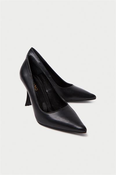 Mubiano Hakiki Deri MB971-S Kadın İnce 9 cm Topuklu Siyah Stiletto & Topuklu Ayakkabı