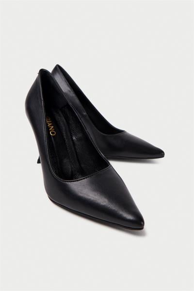 Mubiano Hakiki Deri MB971-S Kadın İnce 9 cm Topuklu Siyah Stiletto & Topuklu Ayakkabı