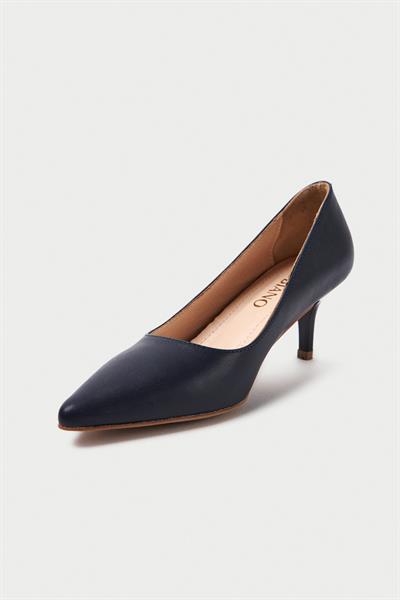 Mubiano Hakiki Deri MBHRND976-LCV Kadın İnce 6 cm Topuklu Lacivert Stiletto & Topuklu Ayakkabı