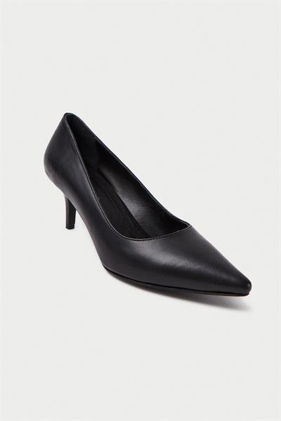 Mubiano Hakiki Deri MBHRND976-S Kadın İnce 6 cm Topuklu Siyah Stiletto & Topuklu Ayakkabı