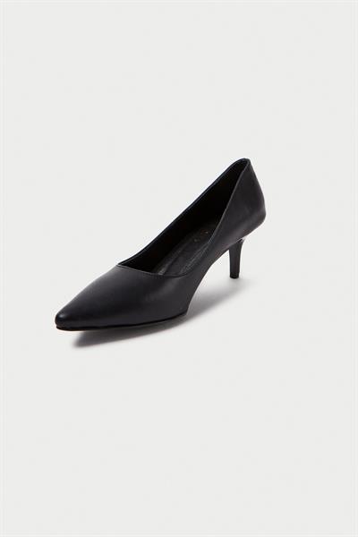 Mubiano Hakiki Deri MBHRND976-S Kadın İnce 6 cm Topuklu Siyah Stiletto & Topuklu Ayakkabı