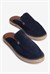 Mubiano Hakiki Deri Summer Erkek Süet Önü Kapalı Jüt Taban Lacivert Espadril Terlik -MSSR3416-LCV