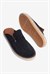 Mubiano Hakiki Deri Summer Erkek Süet Önü Kapalı Jüt Taban Siyah Espadril Terlik -MSSR3416-S