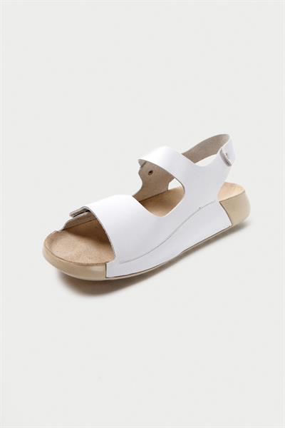 Mubiano Hakiki Deri Summer Kadın Özel Taban Beyaz Sandalet -MSSR90-B